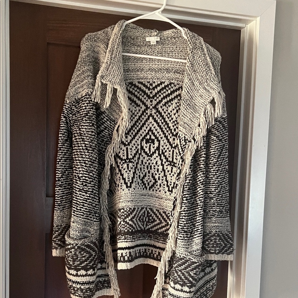 J. Jill Black and Cream Patterned Cardigan
